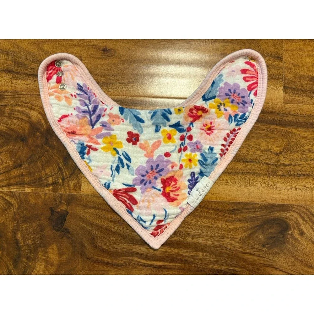 LouLou Lollipop Muslin Bandana Bibs, Floral and Dots